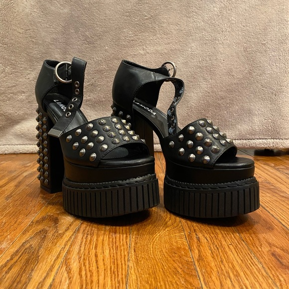 Lamoda Vicky Studded & Strappy Platform Heels - Picture 1 of 8